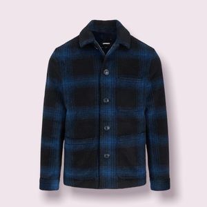 $200 Brand New! Blue Plaid Wool Blend Chore Jacket Extra Small XS Mens Express!!
